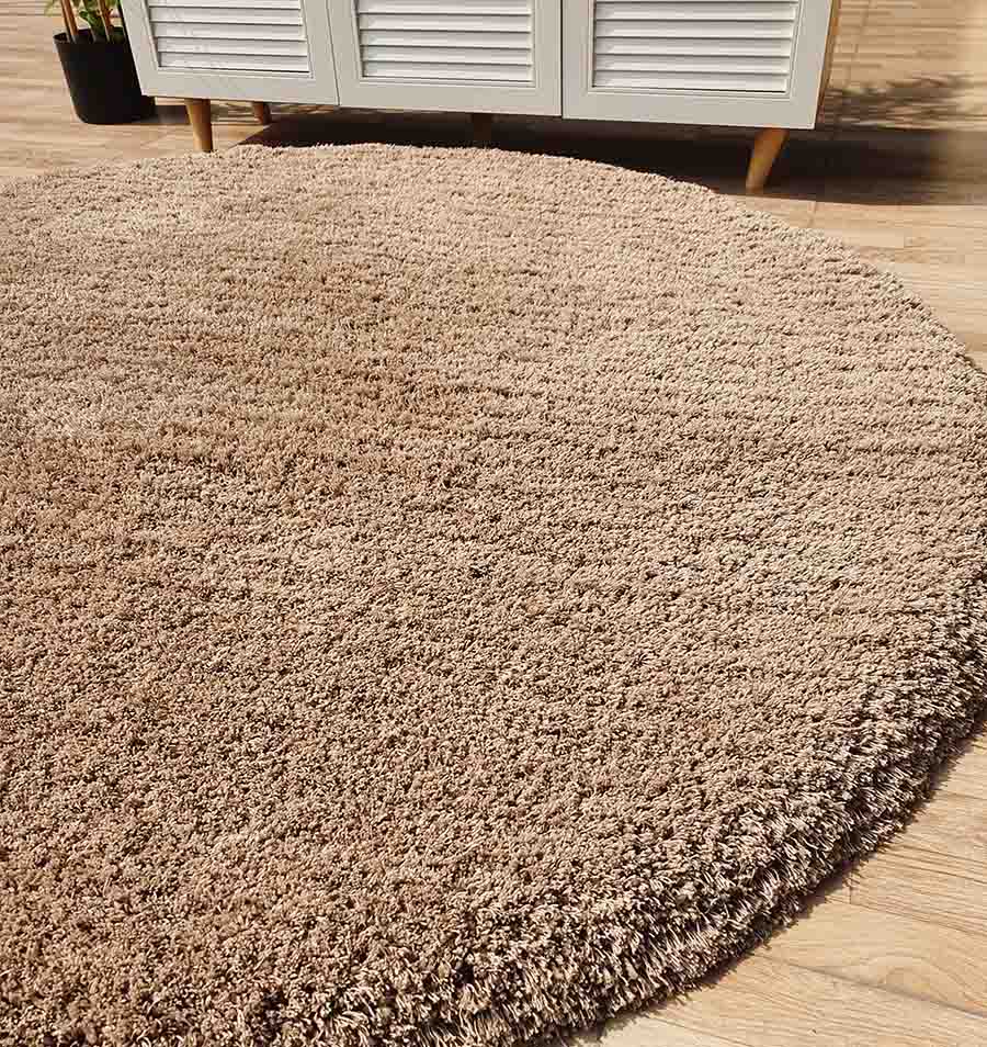 Elegant Round Shaggy Rug for Living Room - SG 08 (150cm) Elegant Round Shaggy Rug for Living Room