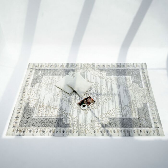 Stunning beige Turkish machine made rug for bedroom décor