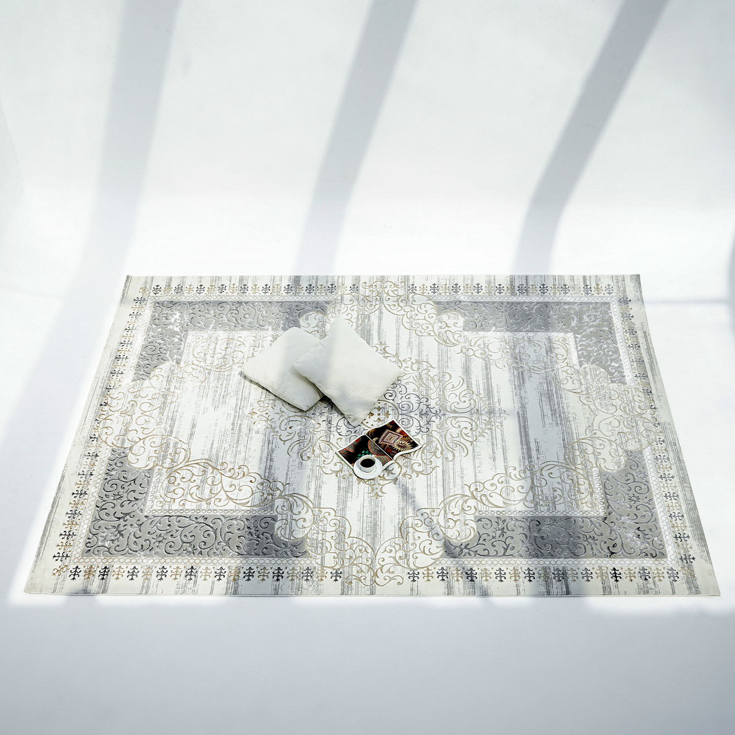 Stunning Beige Turkish Machine Made Rug for Bedroom Stunning beige Turkish machine made rug for bedroom décor