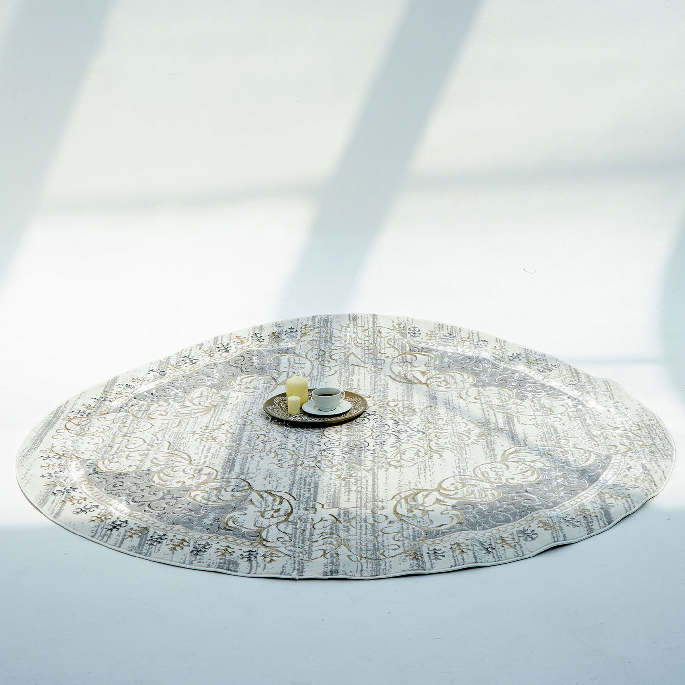 Stunning Beige Turkish Machine Made Rug for Bedroom Stunning beige Turkish machine made rug for bedroom décor
