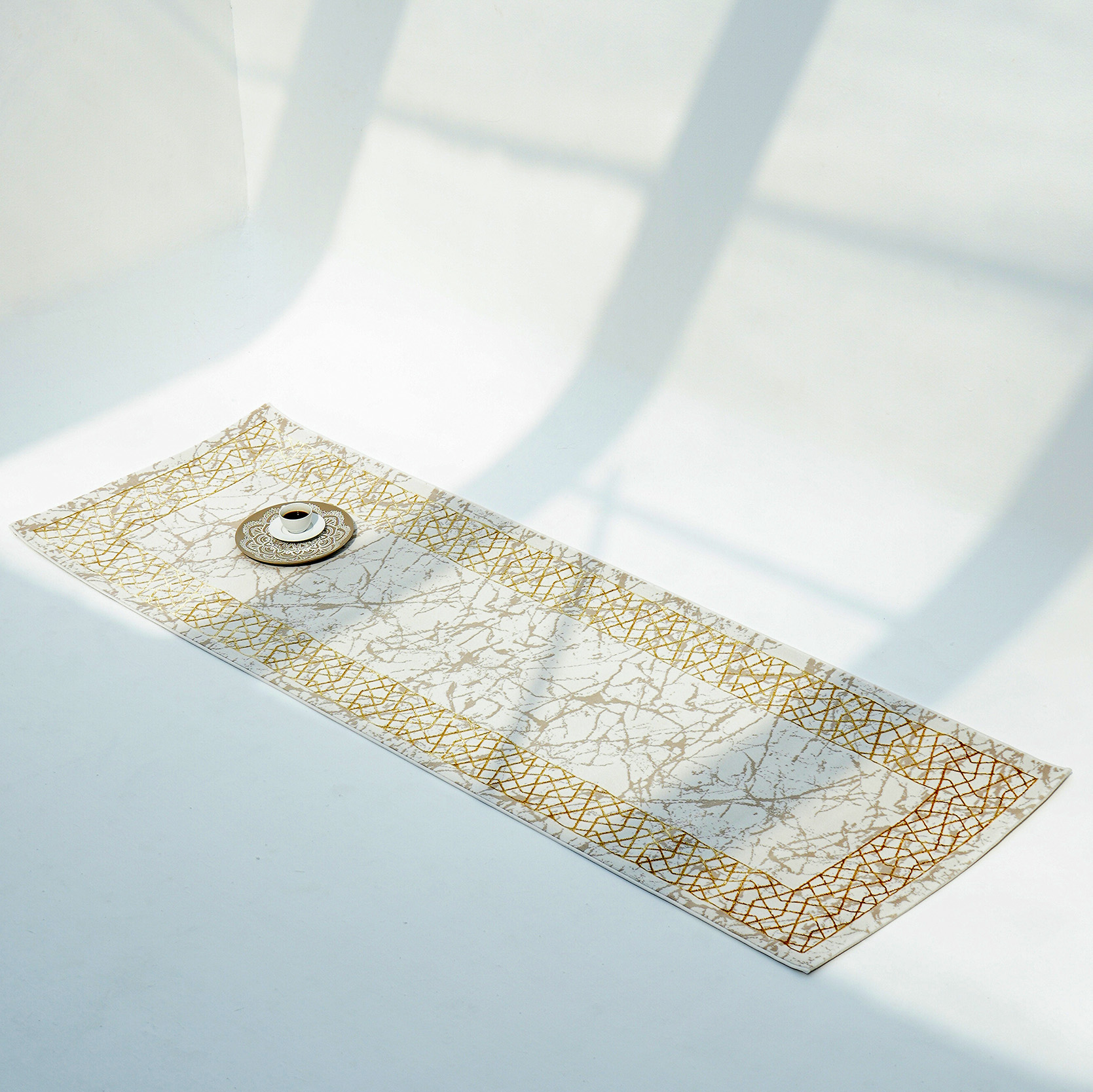 L_CARPET-00086 Cream & Gold Color Rectangle Turkish Machine Made Rug - MZ67C - Image 5