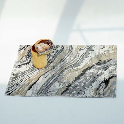 Stunning Cream & Gold Color Machine Made Turkish Rug For Bedroom- ND53K