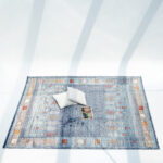 Luxurious Texture Denim Color Area Machine Made Turkey Rug – K742B