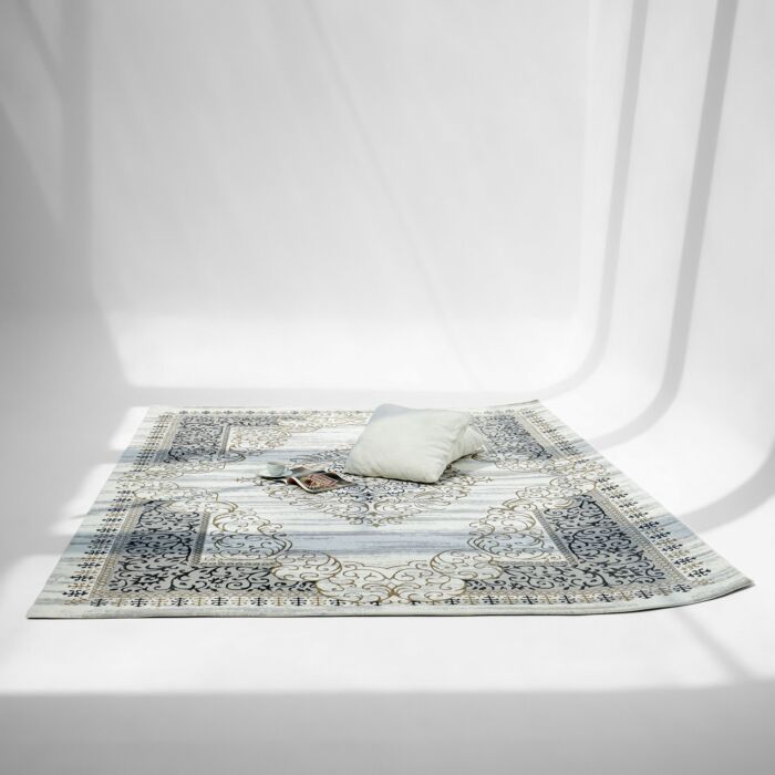 Stunning beige Turkish machine made rug for bedroom décor