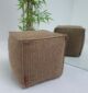 Elegant 40x40x40cm natural color jute pouf PF-134, perfect for adding a touch of sophistication and natural charm to your living area by Ramsha Home.