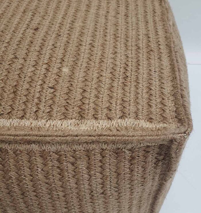 Chic 40x40x40cm natural jute pouf PF-134, handcrafted to provide a modern and sustainable accent for your home decor by Ramsha Home.