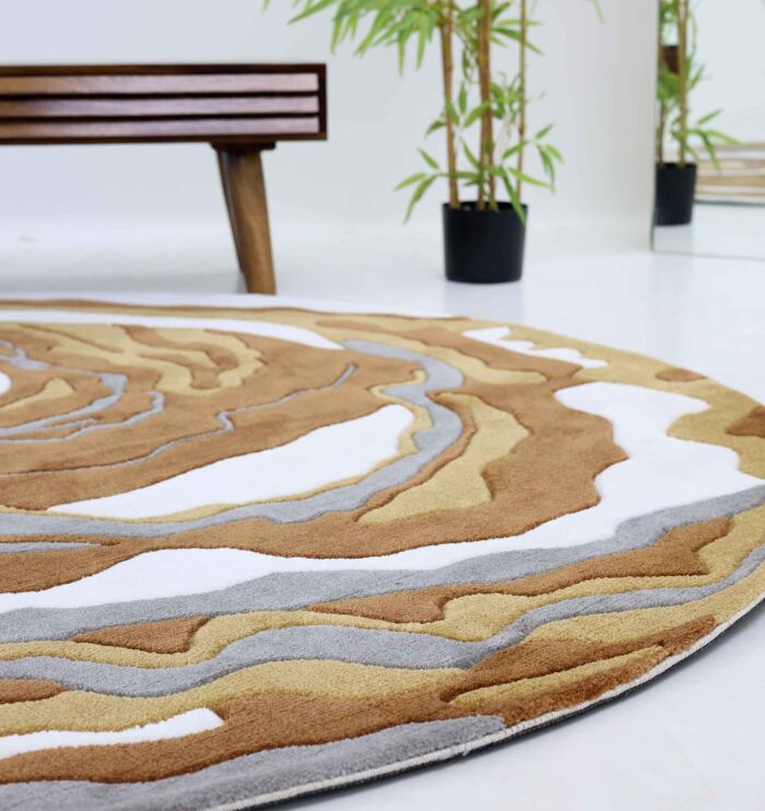 Round Novara Rug CMN 12, 200cm, multi-color for drawing room decor, combining elegance and vibrancy.