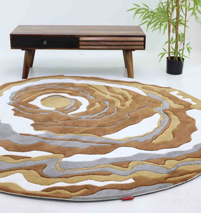 Round Novara Rug CMN 12, 200cm, multi-color for drawing room decor, combining elegance and vibrancy.