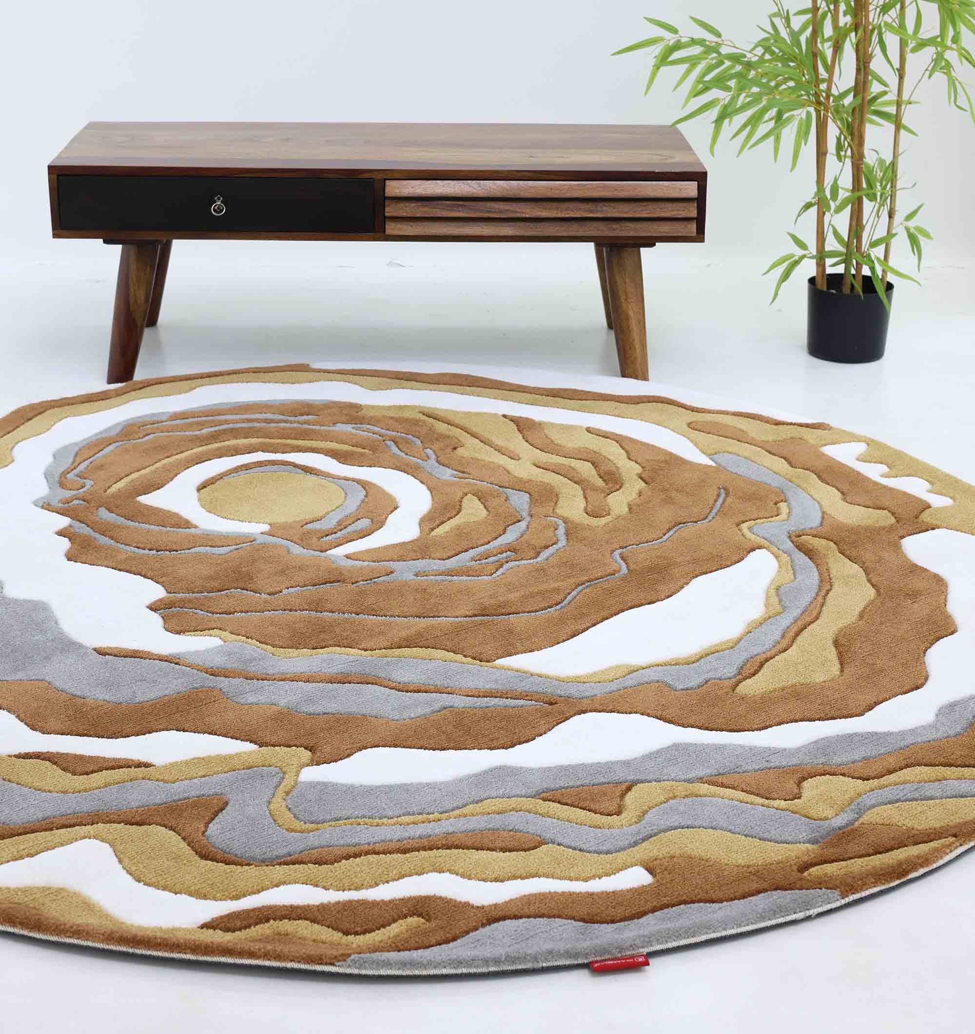 Stunning Multi Color Drawing Room Round Novara Rug - CMN 12 (200cm) Round Novara Rug CMN 12, 200cm, multi-color for drawing room decor, combining elegance and vibrancy.