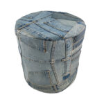 Denim blue color pouf, PF 144-A, with a modern and stylish design, perfect for versatile home decor.