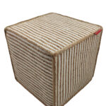 Stunning Natural & White Color Cotton and Jute Pouf - PF 147 (40x40x40cm)