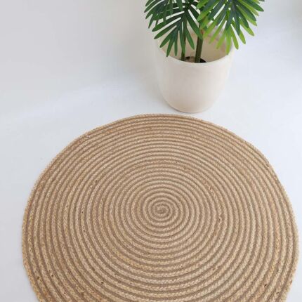 Handmade braided rug for rustic interiors, rugs Dubai, outdoor rugs, and dining table rugs UAE