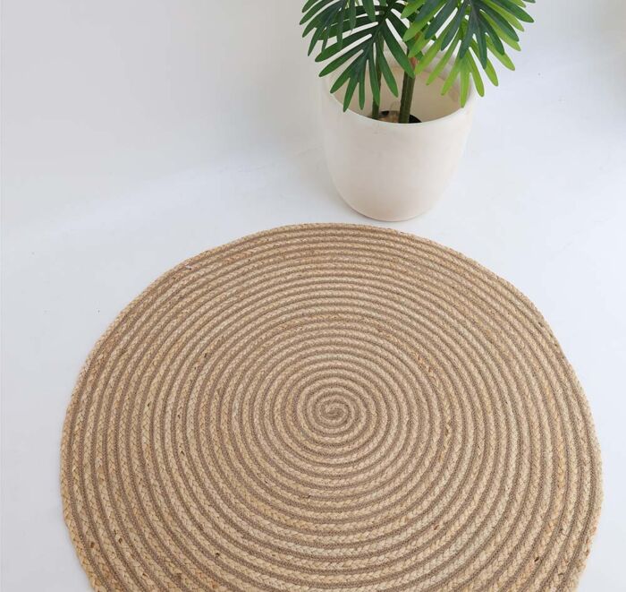 Handmade braided rug for rustic interiors, rugs Dubai, outdoor rugs, and dining table rugs UAE