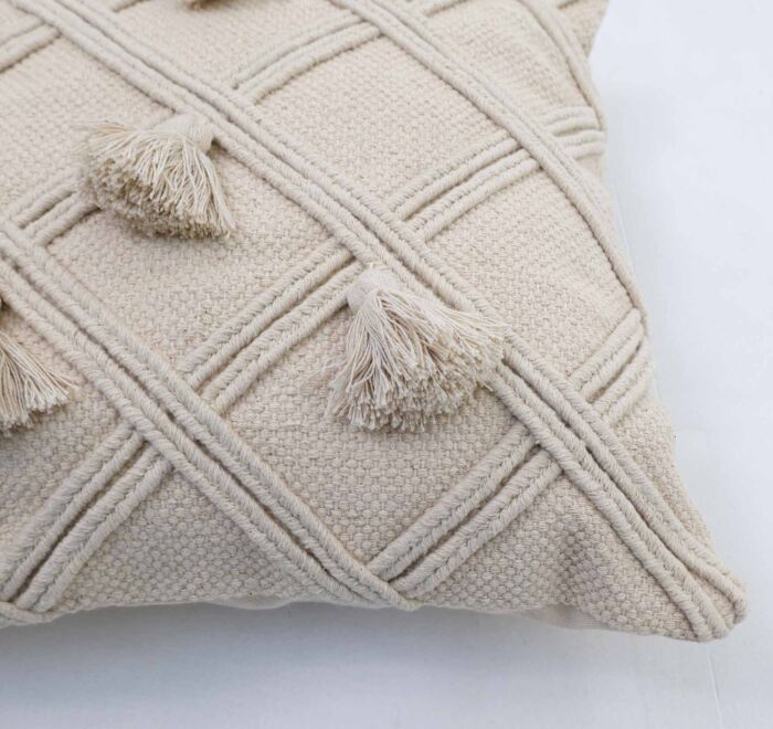 White decorative cushion with soft fabric and elegant design