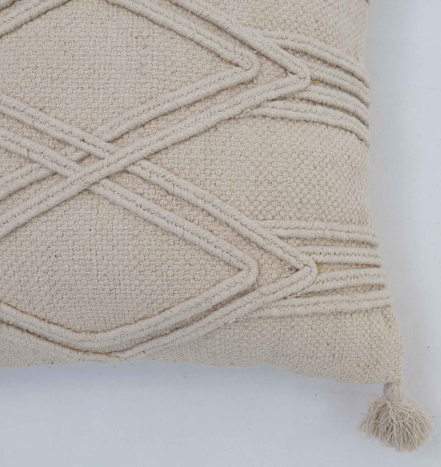 Natural Color Tassel Cushion — Elegant & Comfortable Handmade decorative tassel cushion in natural shade