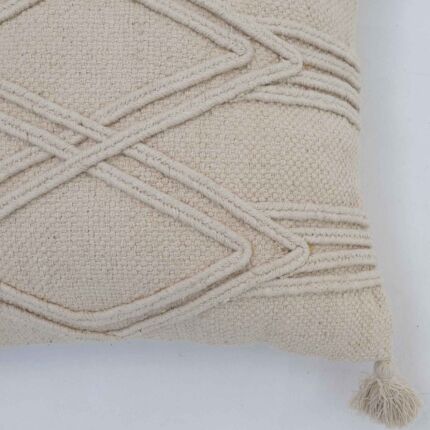 Handmade decorative tassel cushion in natural shade