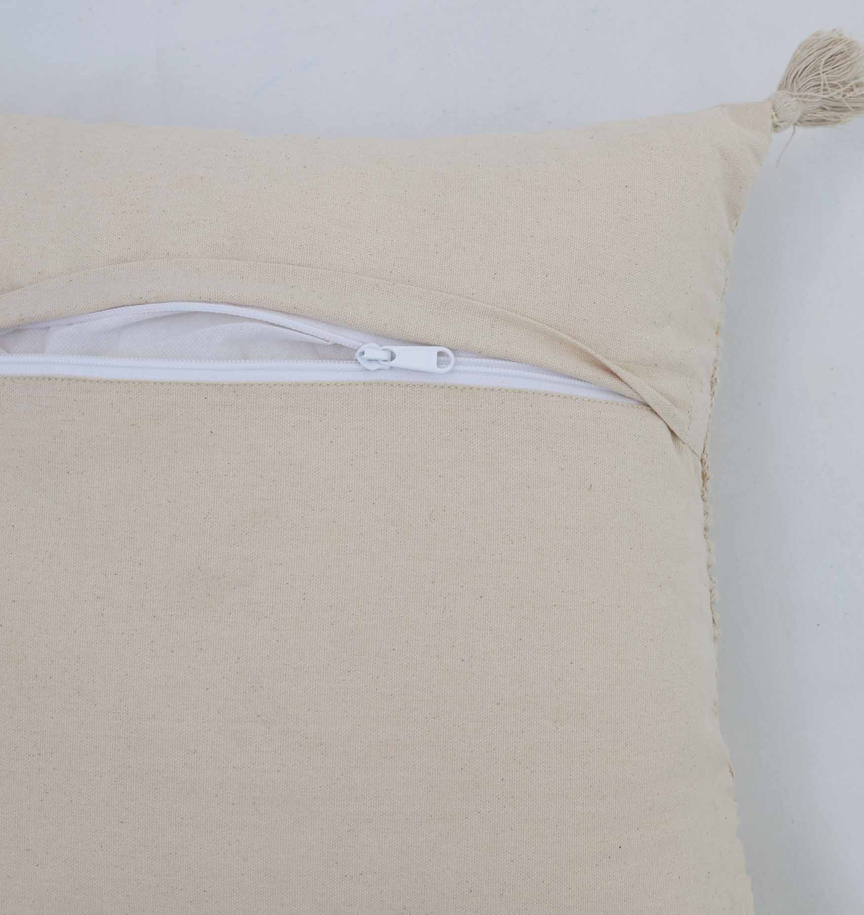 Natural Color Tassel Cushion — Elegant & Comfortable Handmade decorative tassel cushion in natural shade