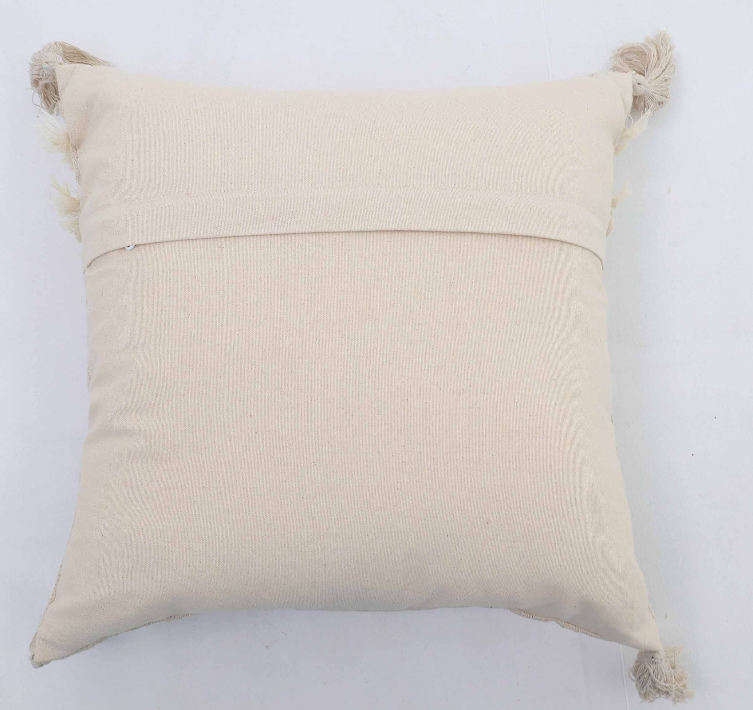 Natural Color Tassel Cushion — Elegant & Comfortable Handmade decorative tassel cushion in natural shade