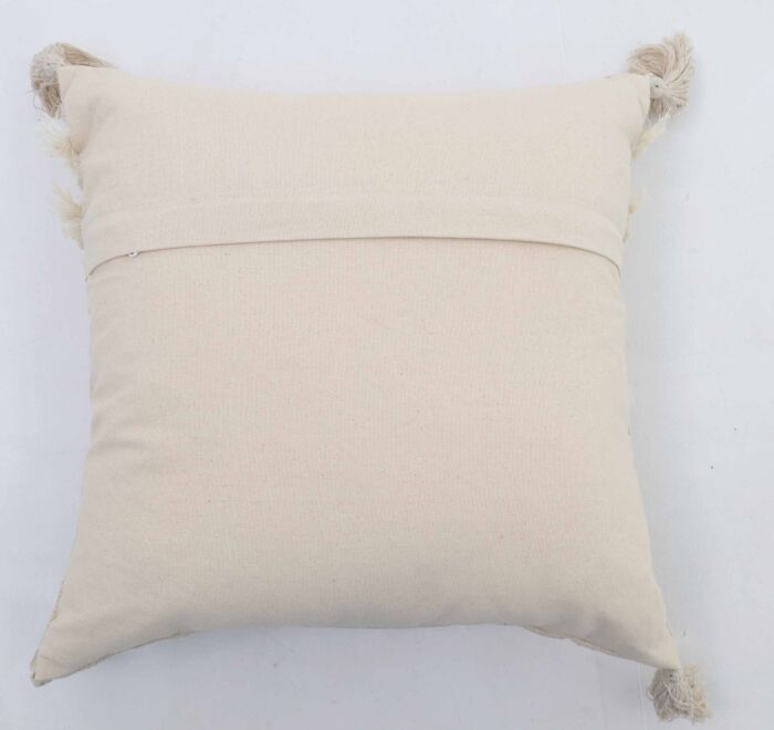 Handmade decorative tassel cushion in natural shade