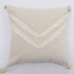 Handmade decorative tassel cushion in natural shade