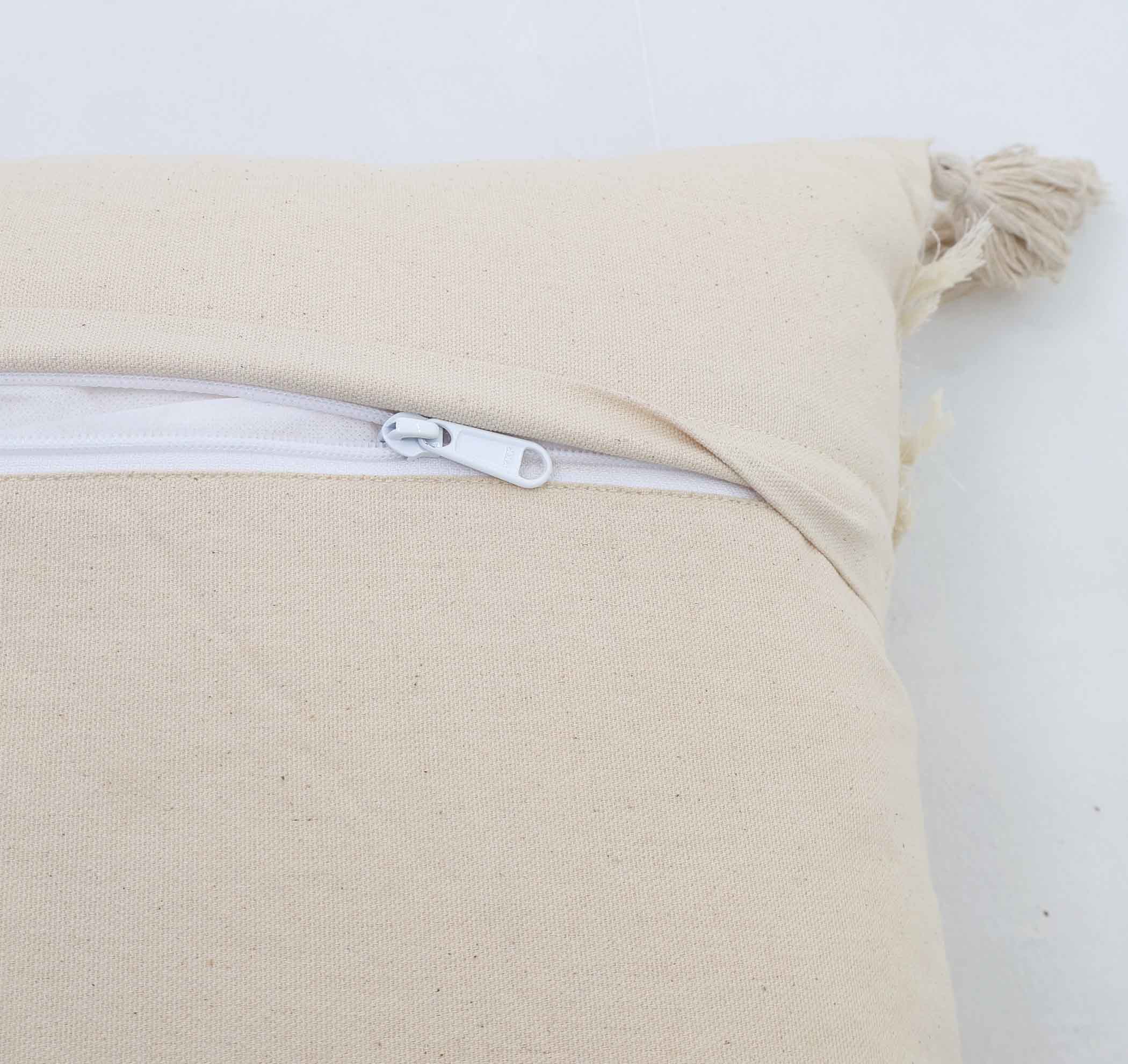 Natural Color Tassel Cushion — Elegant & Comfortable Handmade decorative tassel cushion in natural shade