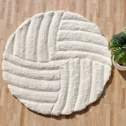 Soft shaggy rug with plush texture, modern design, and cozy comfort for home décor.