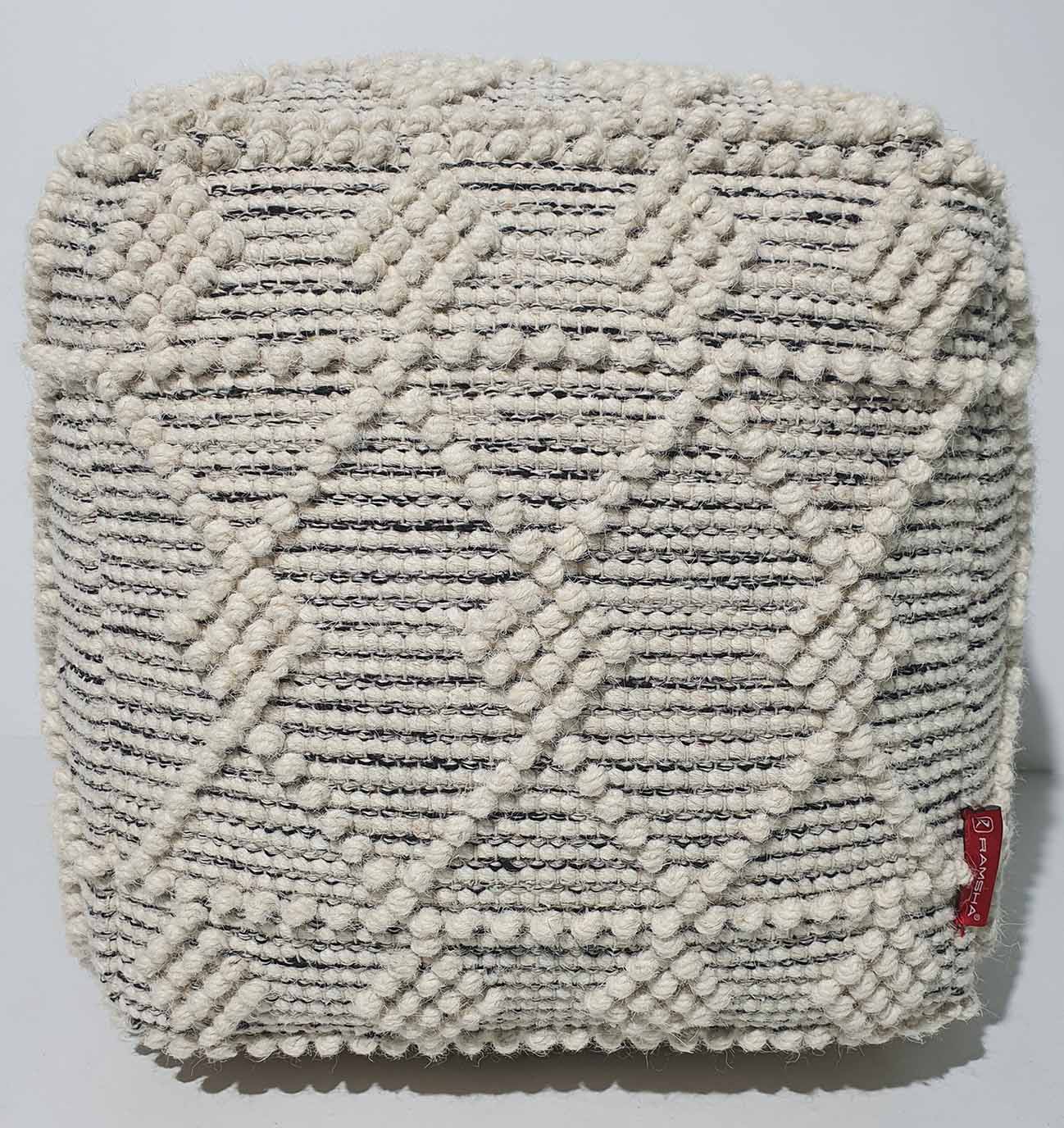 PF-138 (2) White & Black Color Pouf - PF 138 (40x40x40cm) - Image 3