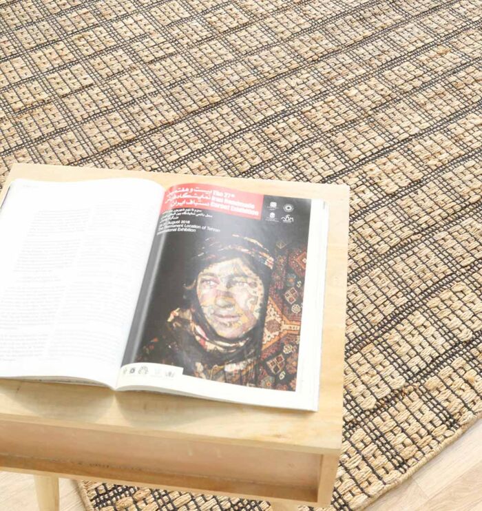 Handcrafted woven rug for modern interiors, rugs Dubai, dining table rugs, and outdoor rugs