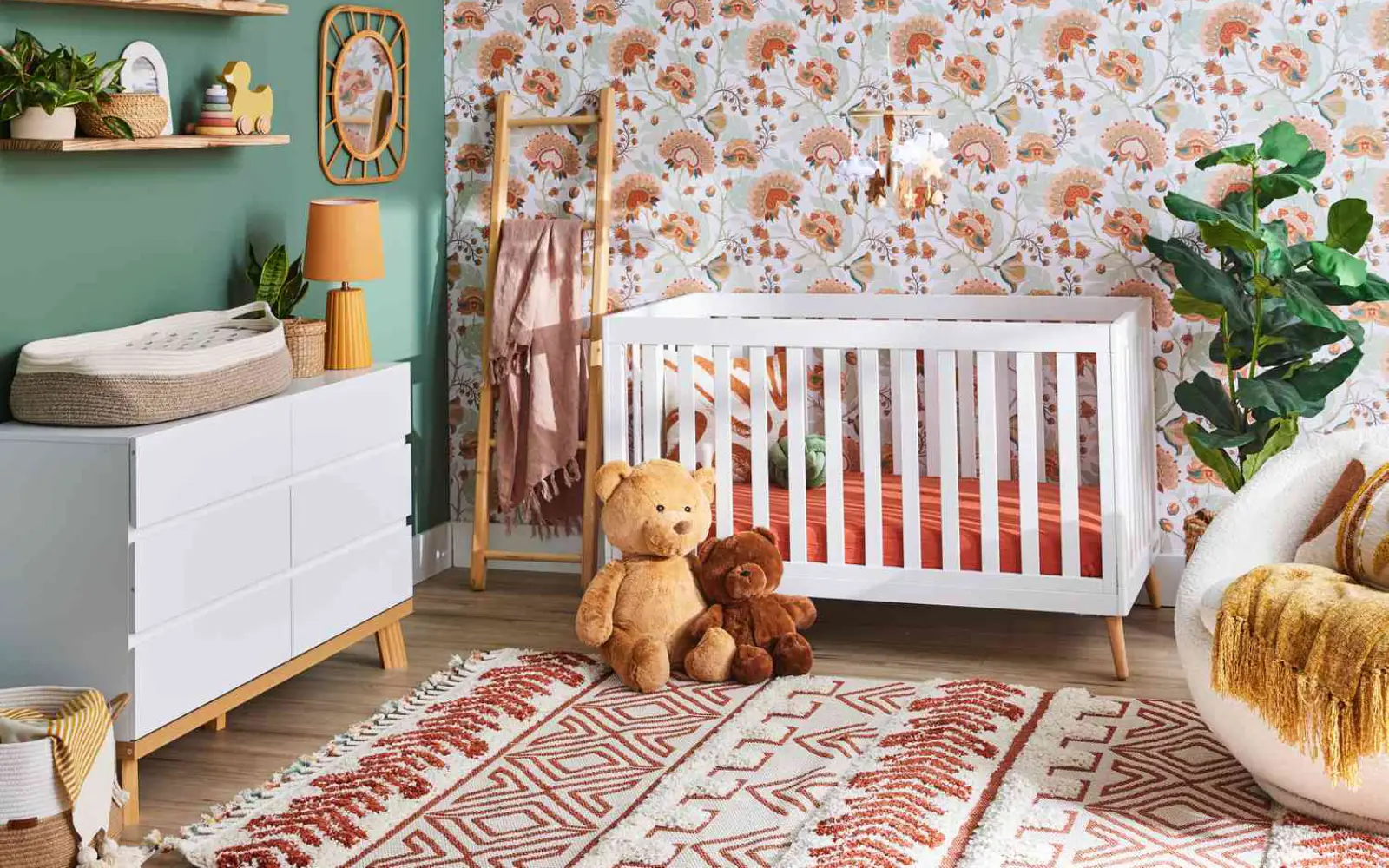 Chic nursery with handwoven rugs and carpets Dubai, stylish baby room decor ideas