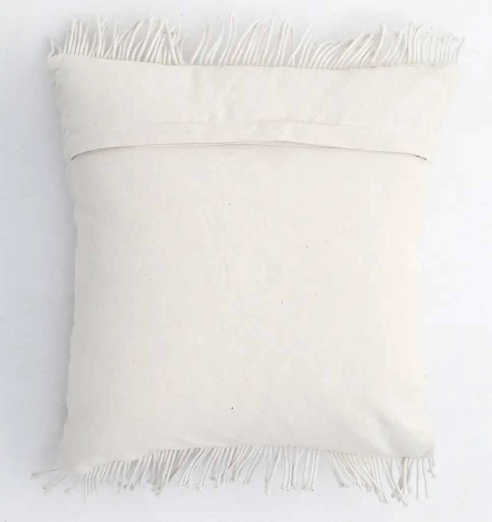 CS-308 (5) Natural white macrame cushion with handcrafted detailing, soft texture, and stylish home décor appeal.