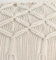 Natural white macrame cushion with handcrafted detailing, soft texture, and stylish home décor appeal.