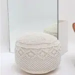 Decorative pouf for living room with stylish design, soft comfort, and versatile functionality.