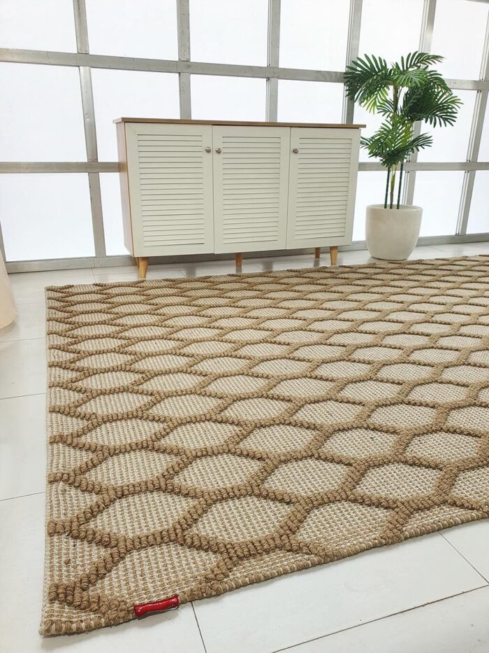 Woven rug with artisanal texture, durable quality, and versatile design for modern and classic interiors.