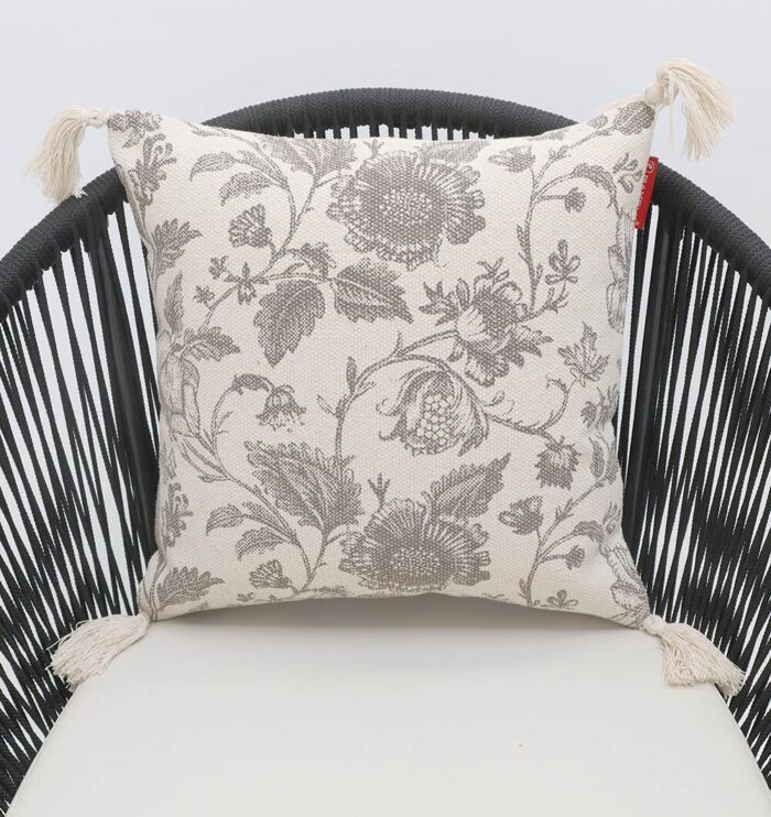 Outdoor cushions and sofa cushions arranged beautifully on a sofa and bed, including car cushions, from Ramsha Home in Dubai, UAE.