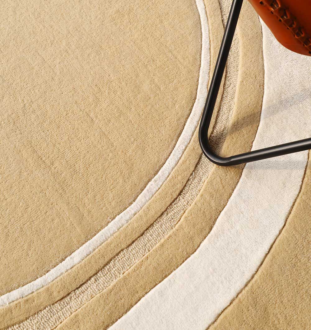 Handmade Rugs Dubai – Buy Tufted Round & Circular Rugs for Home UAE Elegant handmade round tufted rug Dubai, circular carpet for living room and bedroom, premium rugs UAE.