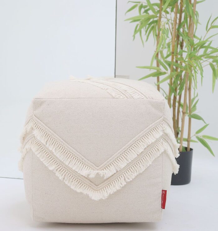 ⁦Natural Color Decorative Pouf - PF-166 (40x40x40cm)⁩ - الصورة ⁦3⁩