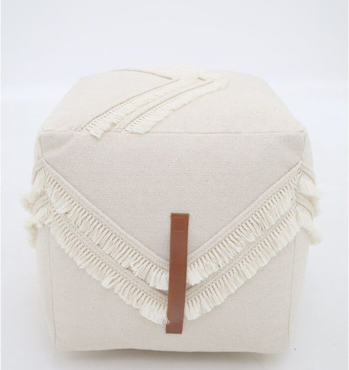 ⁦Natural Color Decorative Pouf - PF-166 (40x40x40cm)⁩ - الصورة ⁦5⁩
