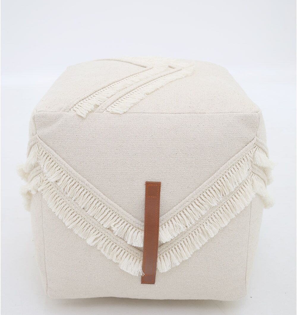 PF-166-3 Natural Color Decorative Pouf - PF-166 (40x40x40cm) - الصورة 5