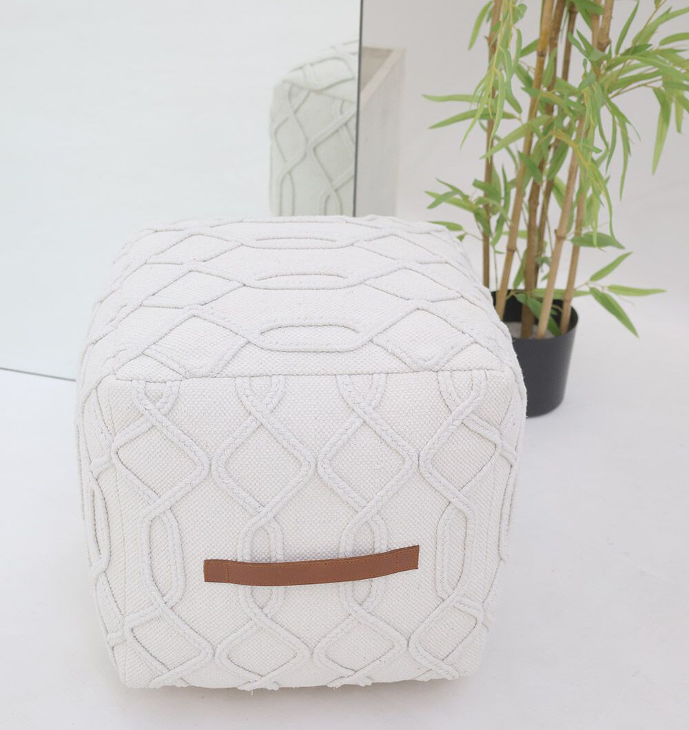 Modern Living Room Pouf – Foot Stool & Pouf Seat | Ramsha Home UAE Comfortable modern pouf for living room, foot rest and pouf seat by Ramsha Home UAE