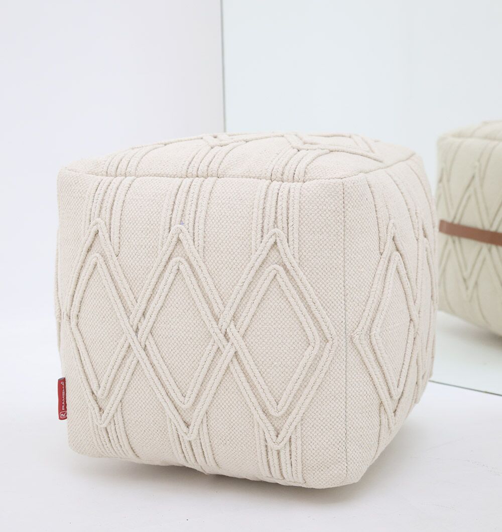 Stylish Pouf for Living Room – Foot Rest & Pouf Seat | Ramsha Home UAE Modern pouf for living room, versatile foot stool and pouf seat by Ramsha Home UAE