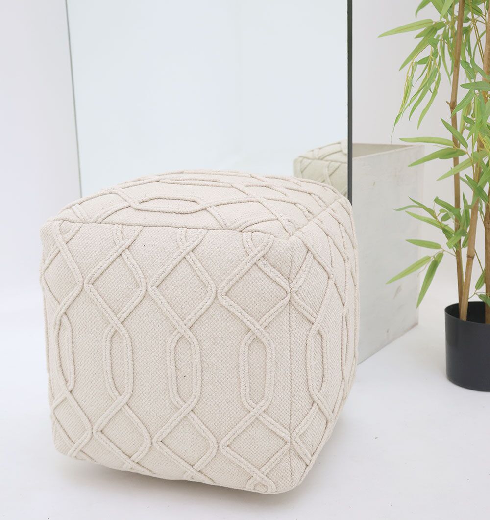 Modern Pouf for Living Room – Foot Rest & Pouf Seat | Ramsha Home UAE Contemporary living room pouf, multifunctional foot stool and pouf seat by Ramsha Home UAE