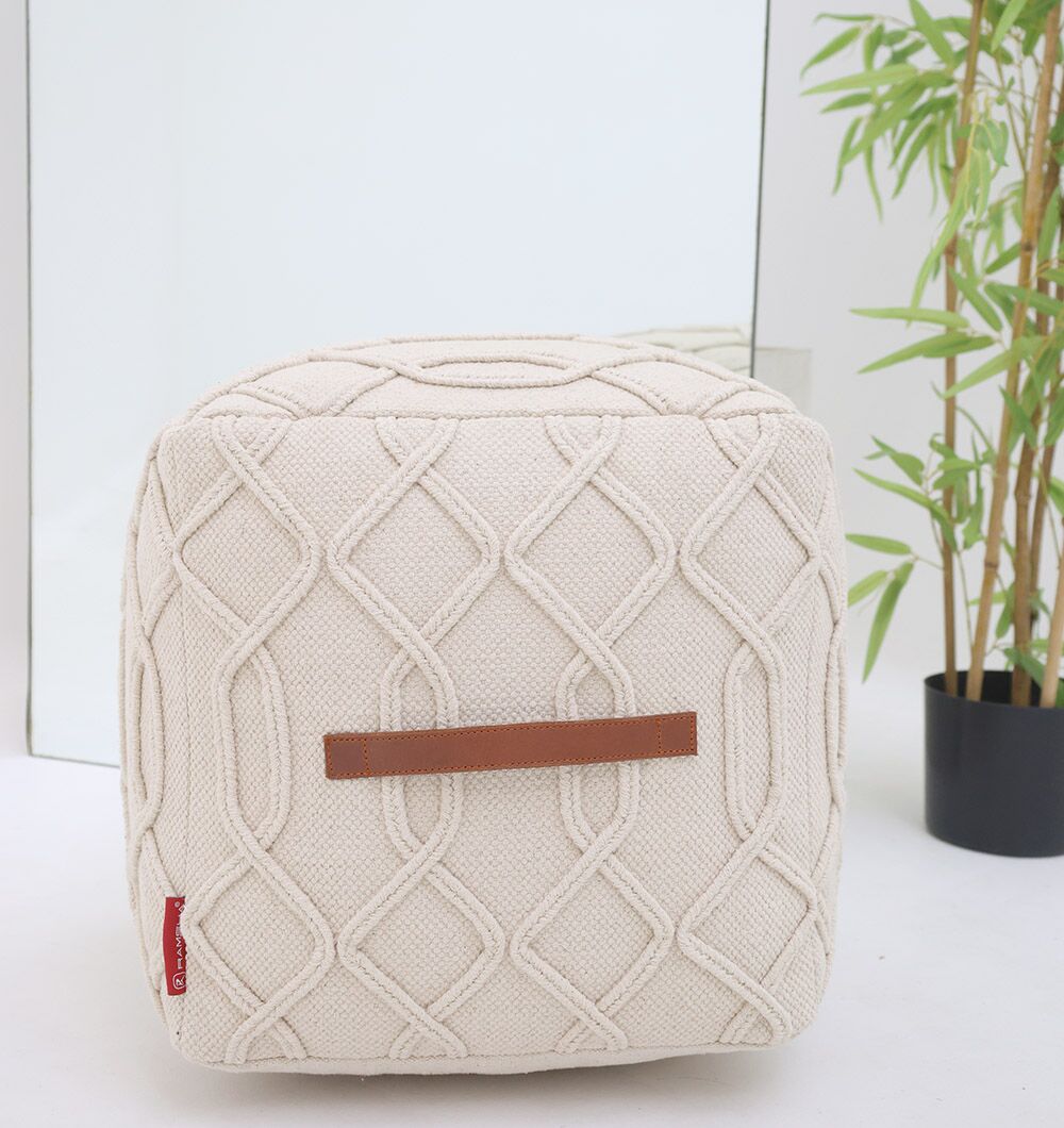 Modern Pouf for Living Room – Foot Rest & Pouf Seat | Ramsha Home UAE Contemporary living room pouf, multifunctional foot stool and pouf seat by Ramsha Home UAE