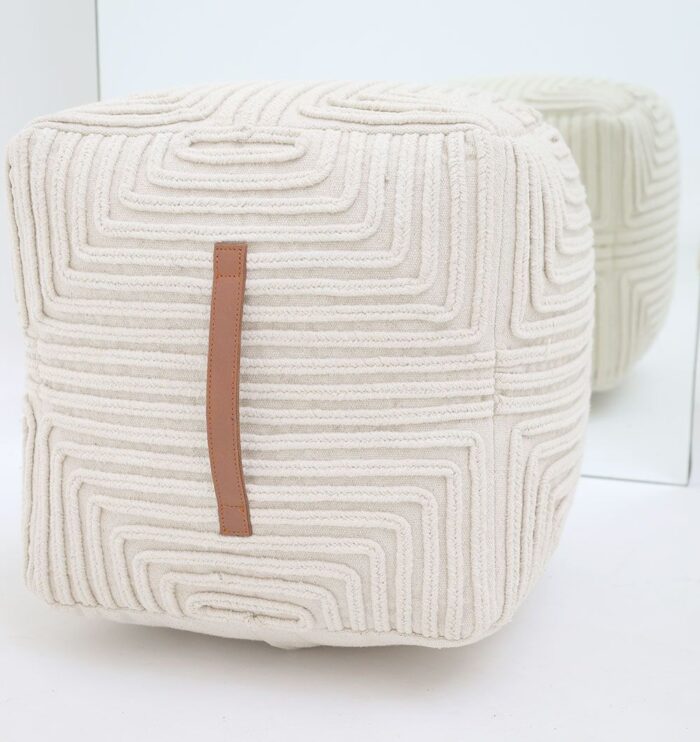 Modern pouf and foot stool from Ramsha Home UAE, ideal as a pouf seat and comfortable foot rest.