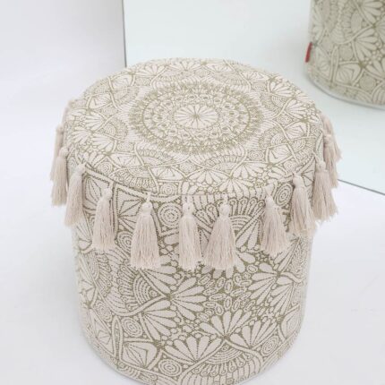 Chic modern pouf from Ramsha Home UAE, perfect as a foot stool, pouf seat, or foot rest for stylish interiors.