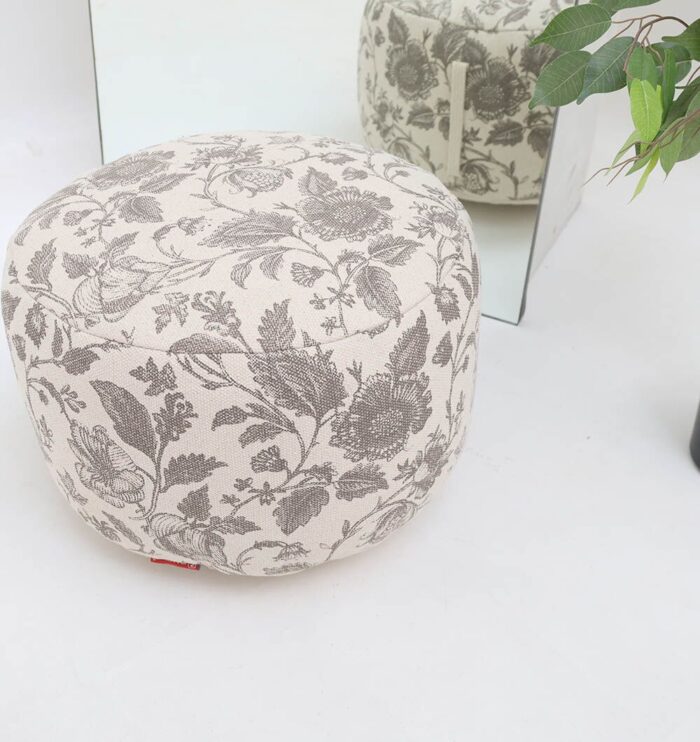 Modern and stylish pouf from Ramsha Home UAE, usable as a pouf seat, foot stool, or foot rest.