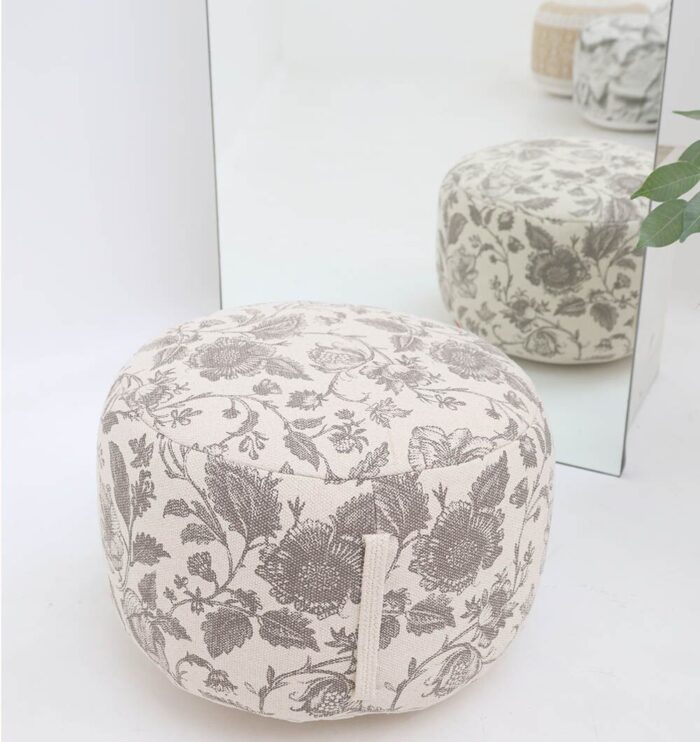 Modern and stylish pouf from Ramsha Home UAE, usable as a pouf seat, foot stool, or foot rest.
