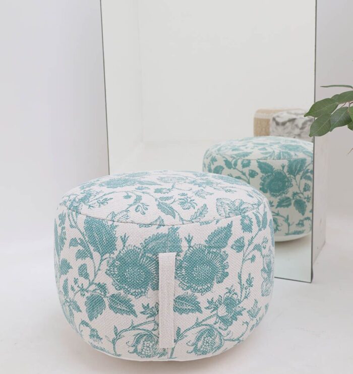 Elegant modern pouf from Ramsha Home UAE, perfect as a foot stool, pouf seat, or foot rest for home comfort.