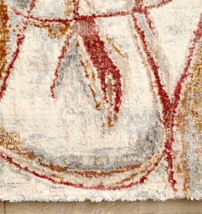 Machine-made rug with modern patterns, soft texture, and long-lasting durability for home décor.