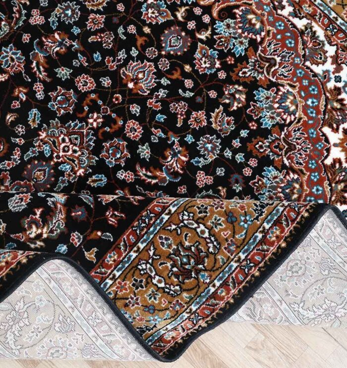 Machine-made rug with modern patterns, soft texture, and long-lasting durability for home décor.