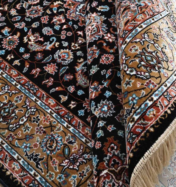 Machine-made rug with modern patterns, soft texture, and long-lasting durability for home décor.